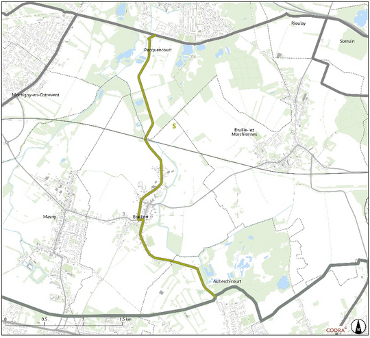 Carte de la Liaison S entre Pecquencourt et Auberchicourt