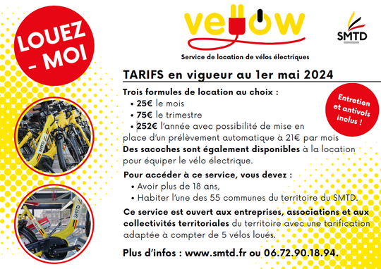 Visuel du flyer dédié au service vellow de location longue durée de vélos électriques
